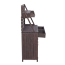 Potting Bench With 5 Drawer Storage And Slatted Back Panel, Garden Workstation - Brown by HouseOfZazla