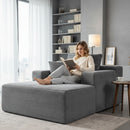 Convertible Chaise Lounge Chair With Wide Armrest & Throw Pillows