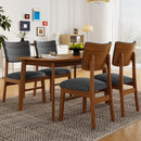 Mid Century Modern Dining Table Set For 4, Solid Wood Dining Table And Solid Wood Chairs, 5 Pieces Farmhouse Dining Table And 4 Upholstered Chairs - Brown / Gray by HouseOfZazla