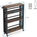 Slim 4 Tier Rolling Utility Cart With Wheels, Narrow Kitchen Storage Trolley - Brown / Black by HouseOfZazla