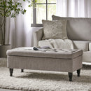 Dean Fabric Storage Wide Tufted Rectangle Ottoman - Gray by HouseOfZazla