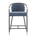 26" H Upholstered Counter Stool with Metal Frame (Set of 2) - Navy by HouseOfZazla