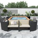 Spa Surround Spa Frame Quadrilateral Outdoor Rattan Sectional Sofa Set With Mini Sofa, Wooden Seats And Storage Spaces by Unique Piece Furniture