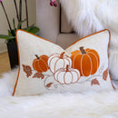 Embroidered Pumpkin Lumbar Throw Pillow – Fall Harvest Accent Cushion