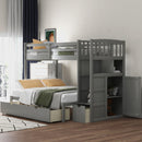 Bunk Bed, Convertible Bottom Bed, Storage Shelves And Drawers by Unique Piece Furniture