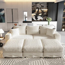 Deep Seat Convertible Sofa With Soft Pillows And Ottomans