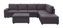 Cassia - 7 Seat Reversible Modular Sectional Sofa With Ottoman by HouseOfZazla