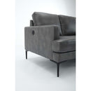 77"Antique Gray Luxury Genuine leather match contemporary sofa with USB charger,3 seats comfy coach for living room home office