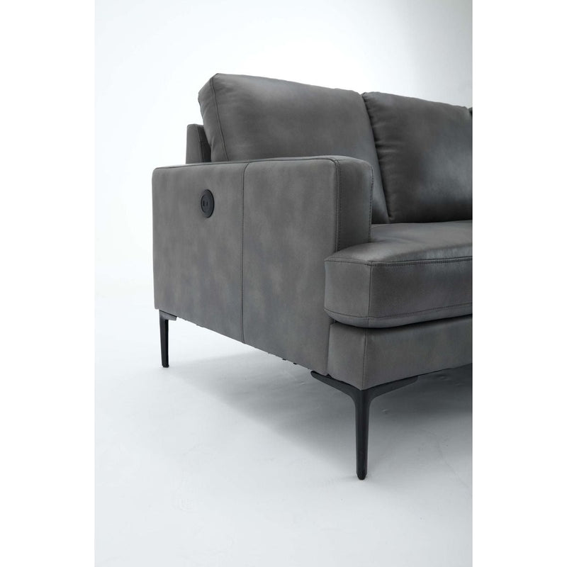 77"Antique Gray Luxury Genuine leather match contemporary sofa with USB charger,3 seats comfy coach for living room home office