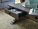 Solid Wood Cocktail Table With Vintage Dovetail Grey Finish