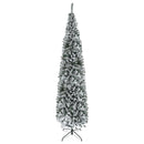 HOMCOM 9' Tall Unlit Snow-Flocked Slim Artificial Christmas Tree