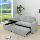 85 Inches Sofa Bed, 3 Seater Sleeper Sofa with Storage Chaise, Square Handrail With Pull and Copper nail,Chenille-Light Grey, Pull Out Couch for Living Room