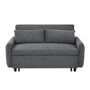 57.48" Pull-out Sofa Bed Convertible Couch 2 Seat Loveseat Sofa Modern Sleeper Sofa with Two Throw Pillows and USB Ports for Living Room, Dark Grey