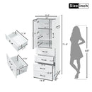 Bathroom Vanity With 2 Damping Hinge Doors, 3 Drawers, Adjustable Shelves - White