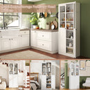 Tall Metal Kitchen Pantry Cabinet With Adjustable Shelves And Silent Magnetic Doors - White