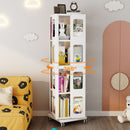 4 Tier All Steel Rotating Bookshelf With 360° Wheels, Large Size Sturdy & Spacious Book Rack, New Style Bookshelf - White by HouseOfZazla