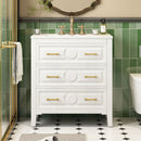Retro Bathroom Vanity With Sink Combo, Free Standing Single Set With 3 Drawers by Unique Piece Furniture
