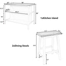 Rustic 3 Piece Stationary Kitchen Island Set With 2 Seatings, With 2 Open Shelves by Unique Piece Furniture