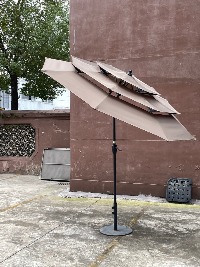 9Ft 3-Tiers Outdoor Patio Umbrella with Crank and tilt and Wind Vents for Garden Deck Backyard Pool Shade Outside Deck Swimming Pool