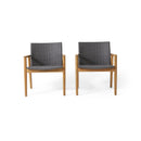 Tranquilize - Outdoor Wooden Club Chair With Woven Wicker Seat And Back (Set of 2) - Light Brown