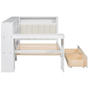 Platform Bed With Upholstered Headboard, Storage Shelves, Drawers, Charging Station, LED Lighting, Built In Desk by Unique Piece Furniture