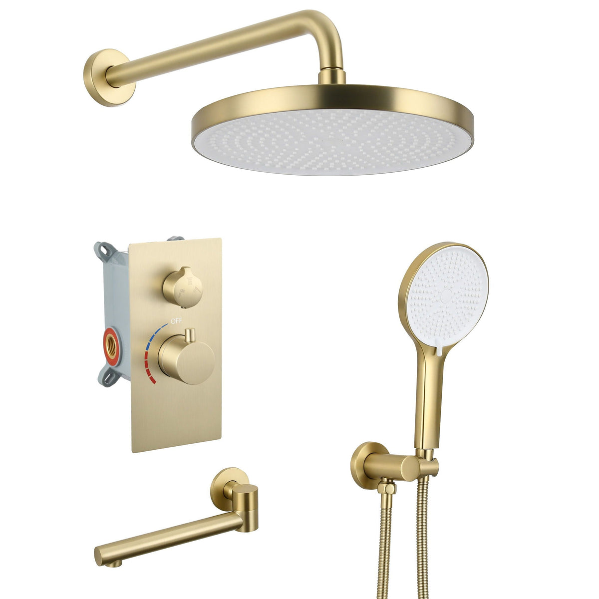 10" Shower System Set With Control Valve And Overhead Shower