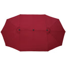 15x9ft Large Double-Sided Rectangular Outdoor Twin Patio Market Umbrella w/Crank-burgundy
