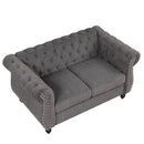 60" modern sofa Dutch plush upholstered sofa, solid wood legs, buttoned tufted backrest, gray