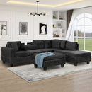 Modern Sectional Sofa With Storage Ottoman, L - Shape Couch With 2 Pillows And Cup Holders by Unique Piece Furniture