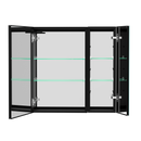 30x30 Inch LED Bathroom Medicine Cabinet Surface Mount Double Door Lighted Medicine Cabinet, Medicine Cabinets for Bathroom with Mirror Defogging Dimmer Black