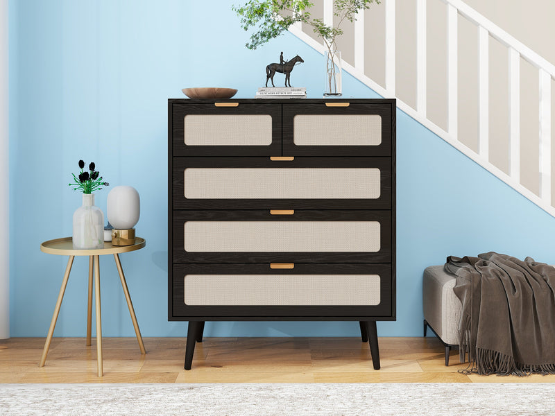 5 Drawer Cabinet, Accent Storage Cabinet, Suitable for Living Room, Bedroom, Dining Room, Study