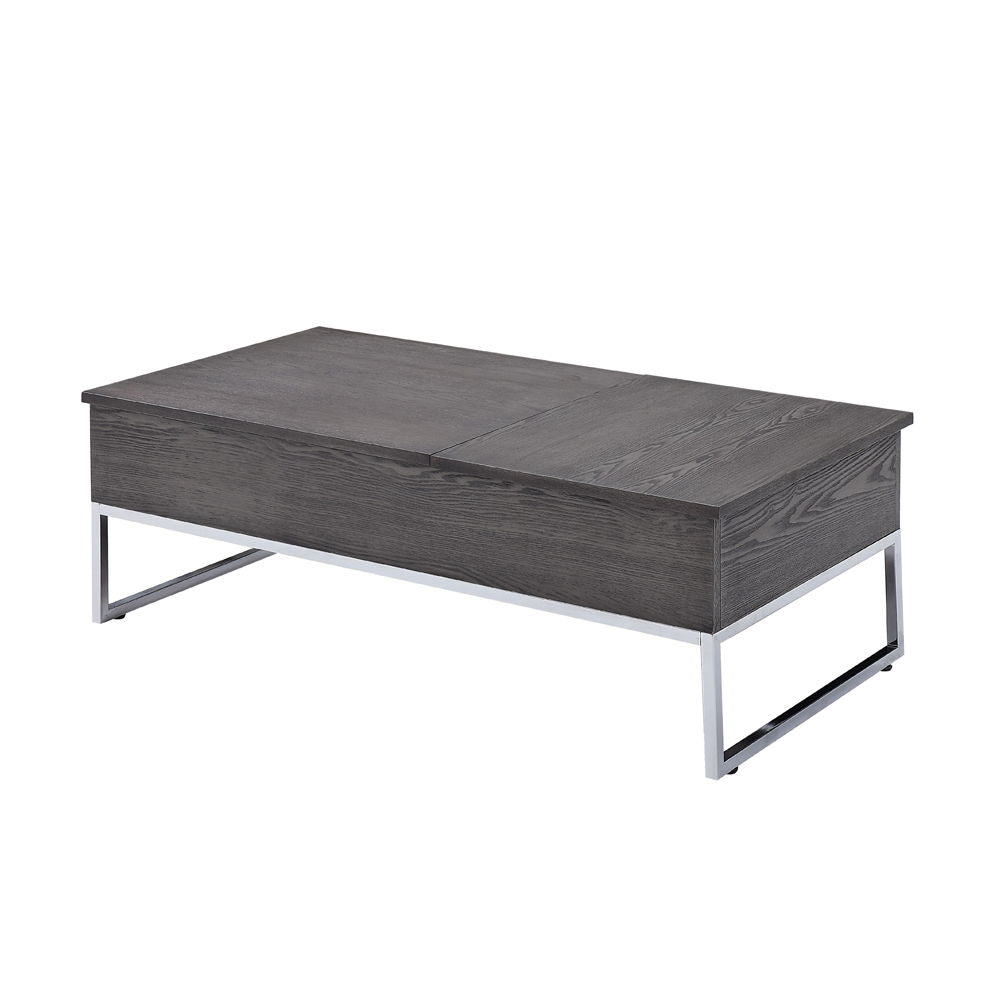 Iban - Coffee Table With Lift Top - Gray Oak & Chrome, photo 6 of 7