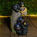 Bear Tree Stump Outdoor Water Fountain With LED Lights - Brown Gray
