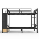 Twin XL Over Twin XL Metal Bunk Bed with Storage Shelves