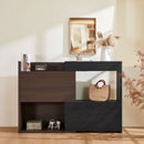 Modern Extendable & Rotating Cabinet With Drawer And Flip Doors For Versatile Storage - Black / Dark Walnut by HouseOfZazla