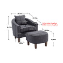 Accent Chair with Ottoman, Mid Century Modern Barrel Chair Upholstered Club Tub Round Arms Chair for Living Room