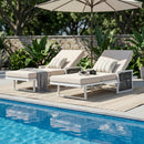 White Iron Outdoor Chaise Lounge