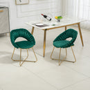 Accent Chairs Set of 2, Velvet Side Chairs with Gold Legs, Mid-Century Upholstered Dining Chairs for Living Room, Kitchen, Bedroom, Beauty Room