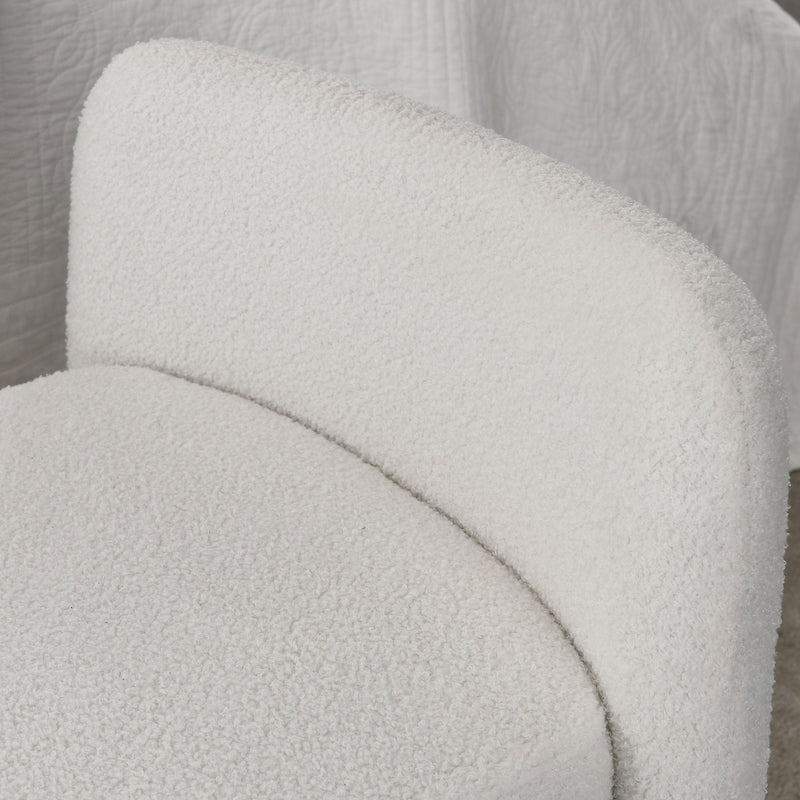 52" Bench for Bedroom End of Bed Modern Contemporary Design Ottoman Couch Long Bench Window Sitting Fireplace Bench, Teddy White (Ivory)