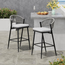 Outdoor Bar Height Metal Frame Counter Stools with Scallop-Shaped Backrest & Water-Resistant Cushions by HouseOfZazla