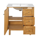 Bathroom Vanity With Sink, 3 Drawers, Soft Close Door - Natural Wood by HouseOfZazla