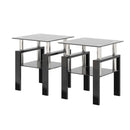 Modern Tempered Glass Tea Table, End Square Table For Living Room (Set of 2) - Black by HouseOfZazla