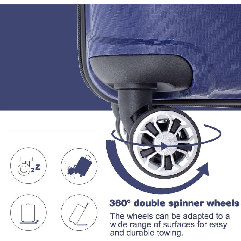 Hardshell Suitcase Spinner Wheels PP Luggage Sets Lightweight Durable Suitcase with TSA Lock,3-Piece Set (20/24/28), Navy