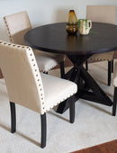 Mytzi - 5 Piece Dining Set, Cross-Buck Dining Table With 4 Stylish Chairs - Black / Beige by HouseOfZazla