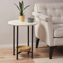 Oval End Table - White / Natural by HouseOfZazla