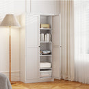 Kitchen Pantry Cabinet Adjustable Storage With 4 Shelves, Heavy Duty Freestanding Pantry Organizer - White by HouseOfZazla