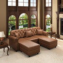 Upholstered Sofa With Nailhead Trim, Rolled Armrests With Ottoman by HouseOfZazla