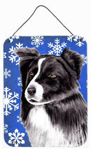 Border Collie Winter Snowflakes Holiday Metal Wall or Door Hanging Prints