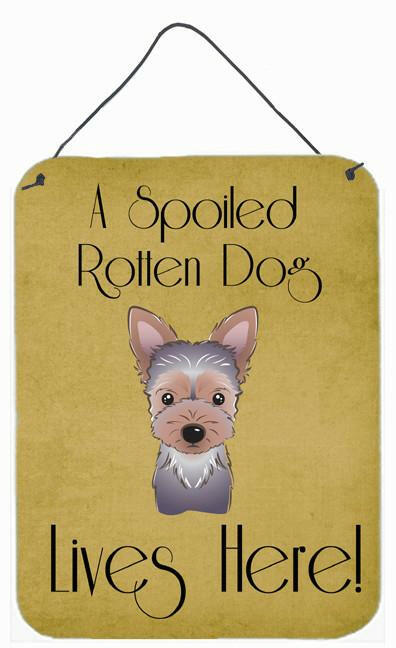 Yorkie Puppy Spoiled Dog Lives Here Wall or Door Hanging Prints BB1480DS1216