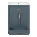 Modern Bathroom Vanity With Integrated Ceramic Sink, 2 Door Cabinet With Tip-Out Drawer by Unique Piece Furniture